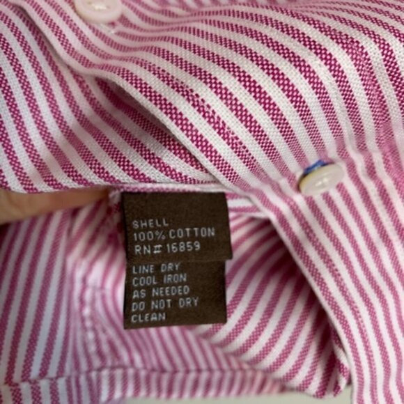 J. McLaughlin Trim Fit Flip Cuff Button Down Shirt Pink White Stripe S - Picture 5 of 6